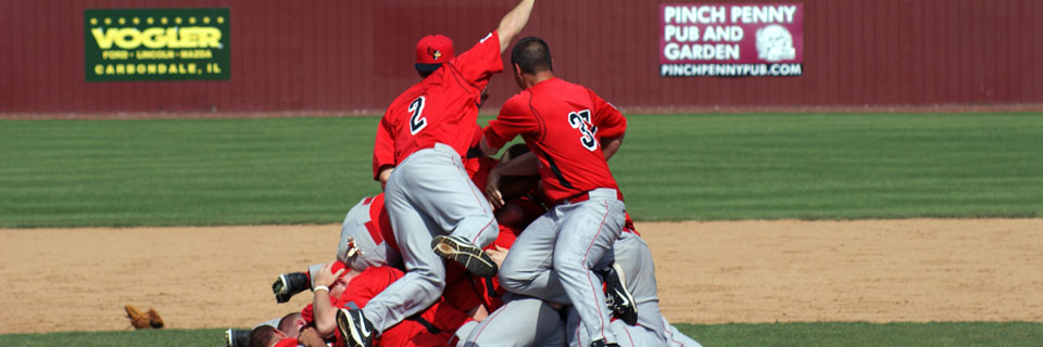 Illinois State's baseball team celebrating a victory.