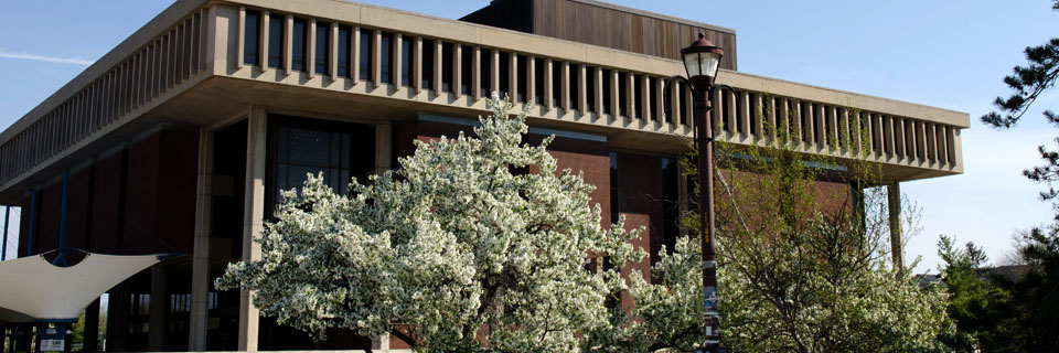 A scenic view of the outside of Milner Library.